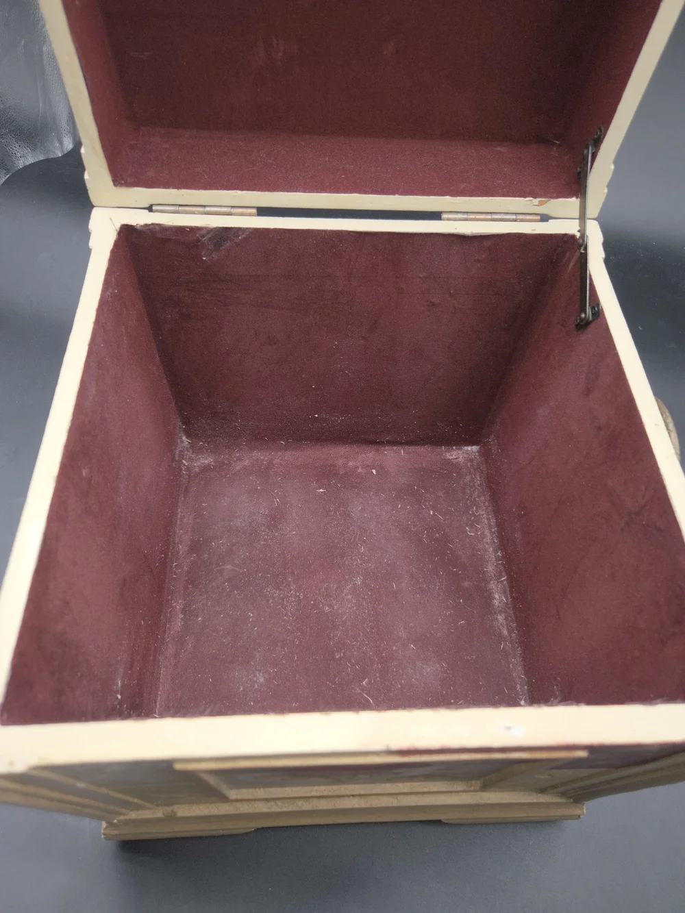 French Country Painted Wood 13 Inch Tall Jewelry Storage Box Chest Red Rose